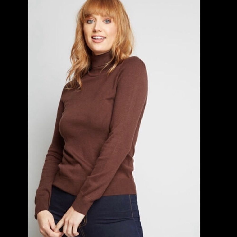ModCloth charter school brown turtleneck sweater